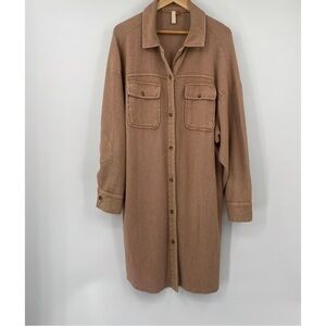 Anthropologie Pilcro Tan Button-Up Dress or Shacket